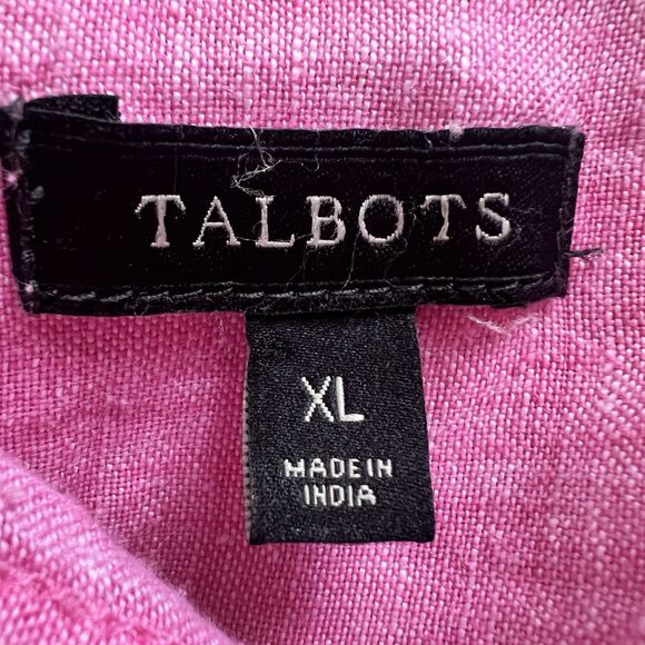 Talbots 100% Linen Pink Button Down Long Sleeve Blouse - Size XL - Picture 7 of 8
